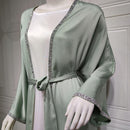 Samira Satin Diamond Embellished Maxi Abaya Set (2 Piece Set)