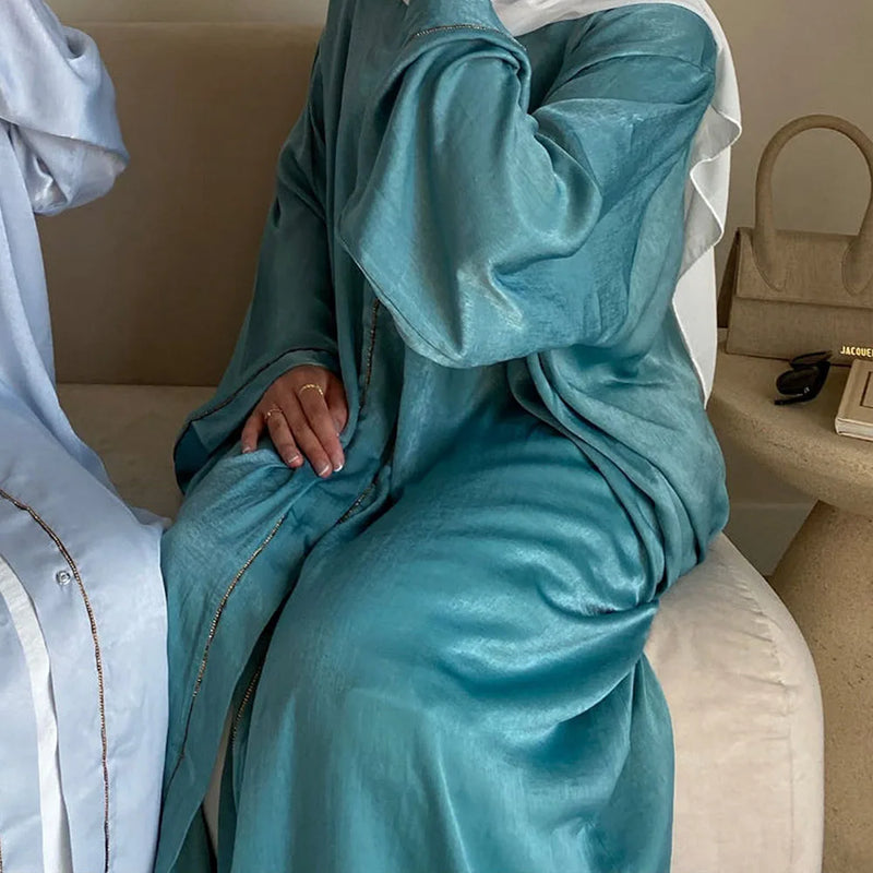 Rania Bedazzeled Satin Maxi Open Abaya