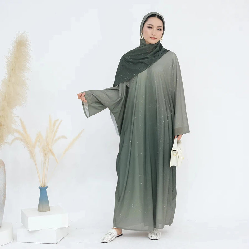 Ghazala Ombre Glitter Abaya (with Matching Hijab)