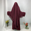 Layered Ruffle Chiffon Maxi Khimar Prayer Dress