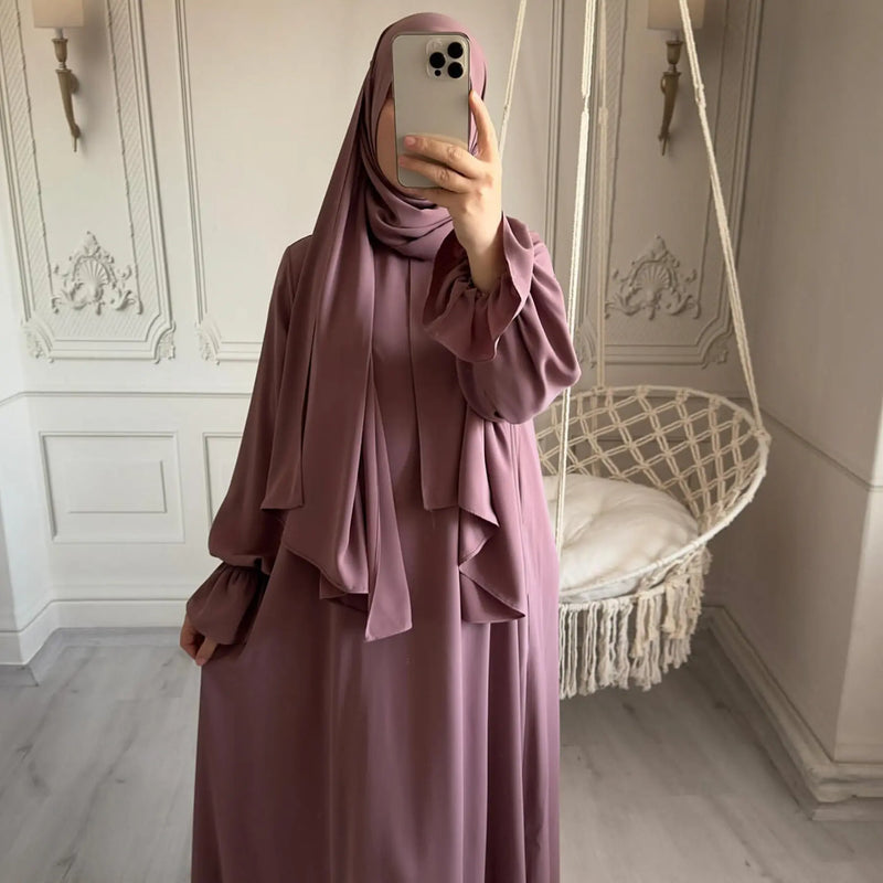 Long Sleeve Cuff Dress with Attached Hijab