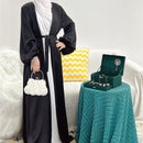 Emirati Puff Sleeve Satin Open Abaya