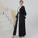 Namira Satin Diamond Cuff Sleeve Embellished Maxi Abaya Set (2 Piece Set)