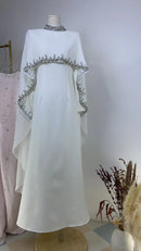 Luxury Rhinestone Embellished Cape Shawl Evening Dress