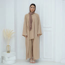 Tasnia Tunic Pants Open Abaya Set (3-Piece Set)