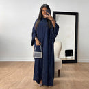 Sparkly Stripe Satin Closed Abaya Dress