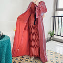 Bow Tie Shiny Satin Open Abaya