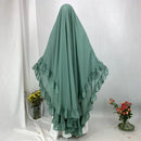 Layered Ruffle Chiffon Maxi Khimar Prayer Dress
