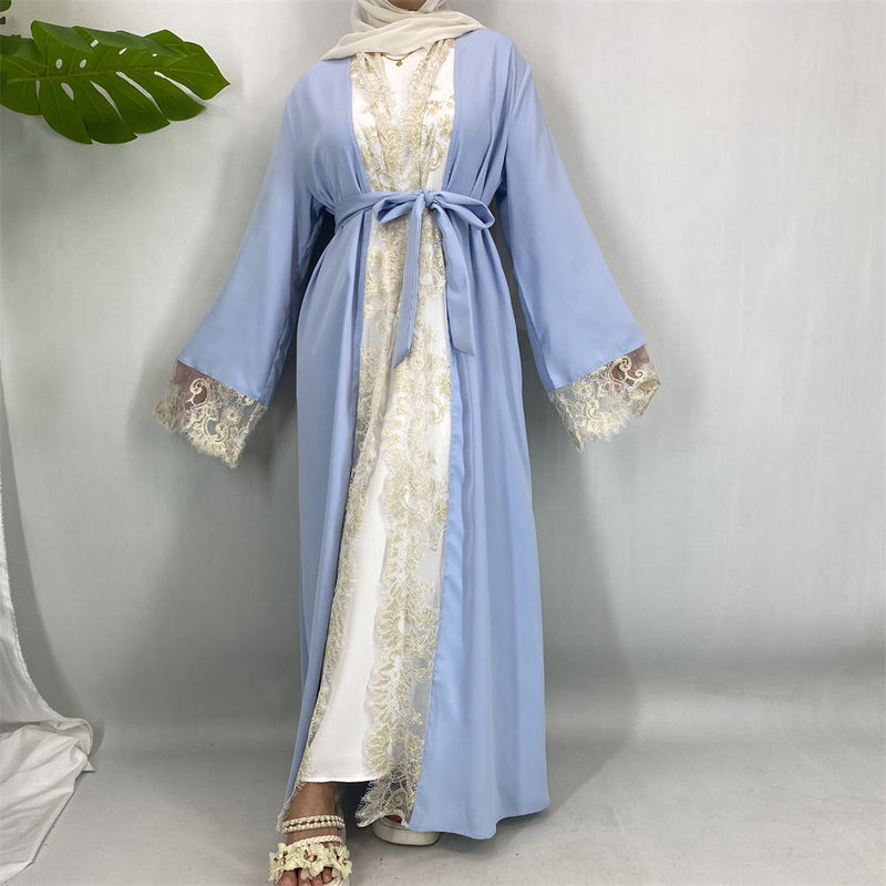 Leena Lace Frill Open Abaya (includes Match Hijab)