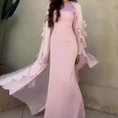 Bella Ruffled Cape Evening Dress