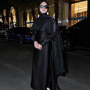 Luxury Sparkly Satin Cape Shawl Evening Gown