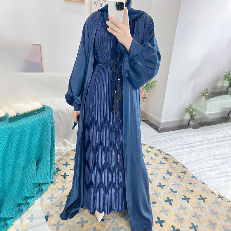 Bow Tie Shiny Satin Open Abaya Bow Tie Shiny Satin Open Abaya