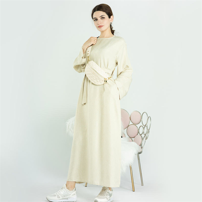 Turkish Linen Maxi Abaya Dress with Pockets Turkish Linen Maxi Abaya Dress with Pockets