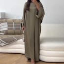 Sparkly Stripe Satin Closed Abaya Dress
