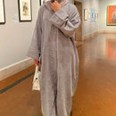 Fall Oversized Corduroy Open Abaya Jacket with Pockets