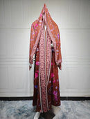 Persian Floral Print Open Abaya (With Matching Hijab)