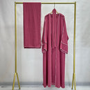 Panda Piping Three Piece Abaya Set