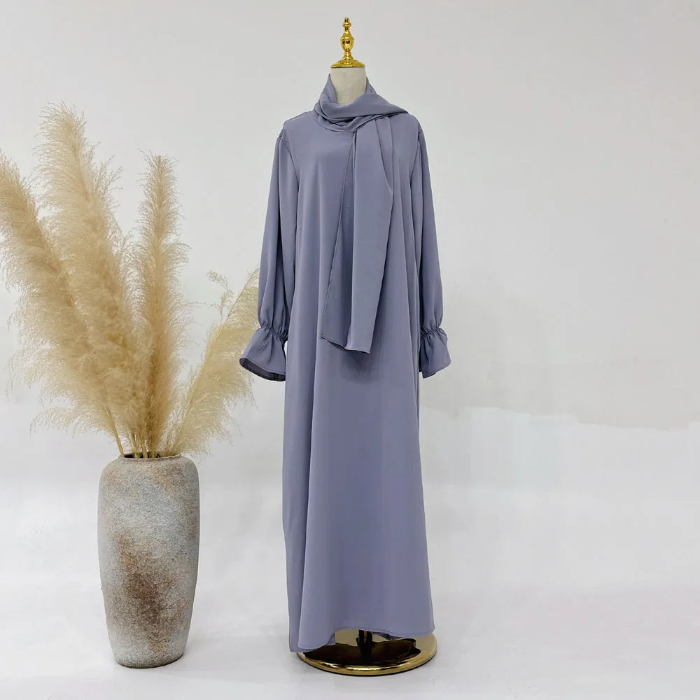 Maternity & Nursing Essential Front-Zip Abaya (with Attached Hijab)