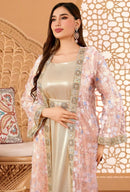 Floral Sequined Mesh Open Abaya (3-Piece Set)