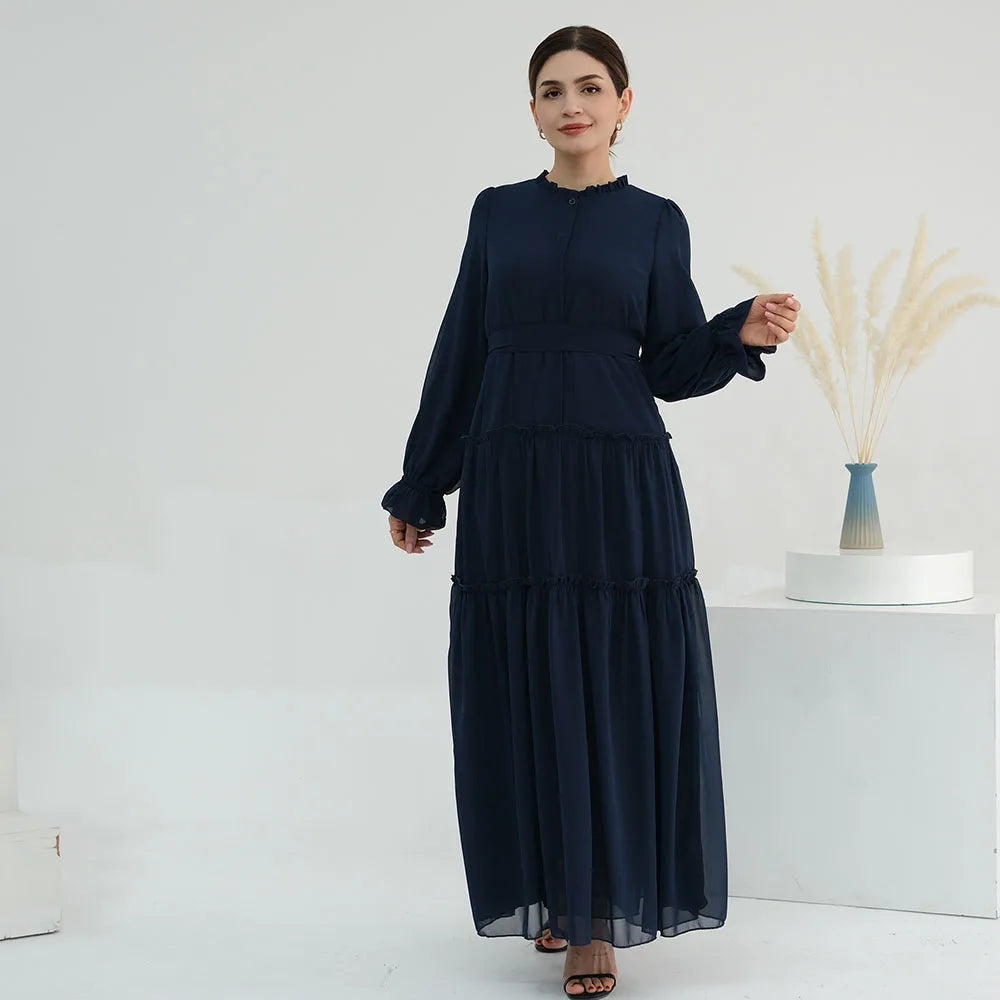 navy blue chiffon maternity dress Azazie Teton