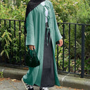 Fatiha Front Tie Strings Crepe Kimono Open Abaya