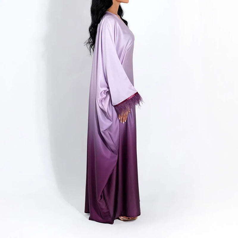 Barbie Ombre Satin Feather Butterfly Sleeve Dress Barbie Ombre Satin Feather Butterfly Sleeve Dress