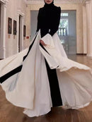 Black & White Spliced Evening Dress