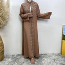 Luxury Rhinestone Chiffon Open Abaya Kimono Dress
