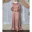 Shiny Satin Knot Tie Maxi Dress