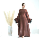 Farha Feather Batwing Sleeve Maxi Dress