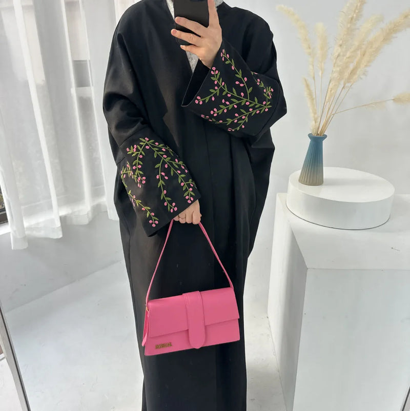 Embroidered open abaya discount
