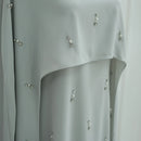Luxury Pearl Rhinestone Embellished Cape Shawl Evening Dress