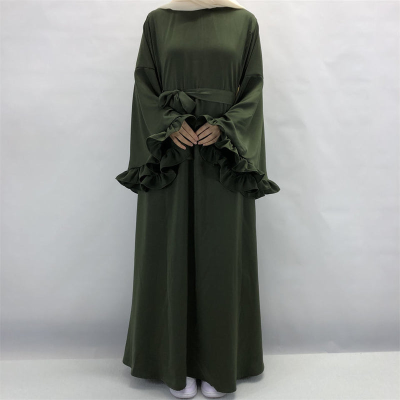 Fariha Flared Ruffle Sleeve Satin Maxi Dress Fariha Flared Ruffle Sleeve Satin Maxi Dress