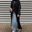 Fatiha Front Tie Strings Crepe Kimono Open Abaya