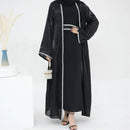 Tamira Twin Satin Diamond Sleeve Embellished Maxi Abaya Set (2 Piece Set)