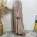 Luxury Rhinestone Chiffon Open Abaya Kimono Dress