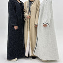 Tasneem Tweed Open Kimono Abaya Coat