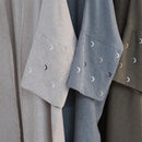 Crescent Moon Embroidered Open Abaya Kimono Dress