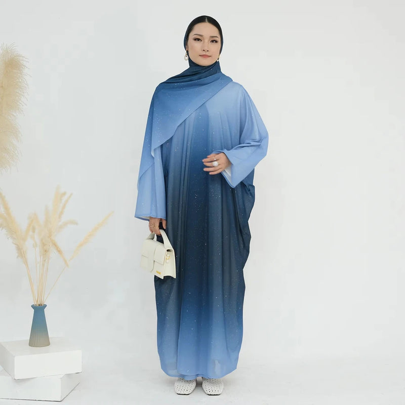 Ghazala Ombre Glitter Abaya (with Matching Hijab)