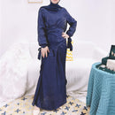 Bow Tie Shiny Satin Wrap Dress Set