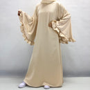 Fariha Flared Ruffle Sleeve Satin Maxi Dress