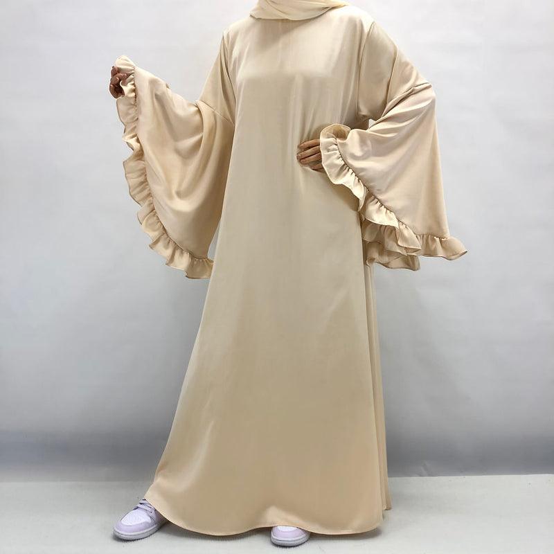 Fariha Flared Ruffle Sleeve Satin Maxi Dress Fariha Flared Ruffle Sleeve Satin Maxi Dress