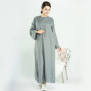 Turkish Linen Maxi Abaya Dress with Pockets