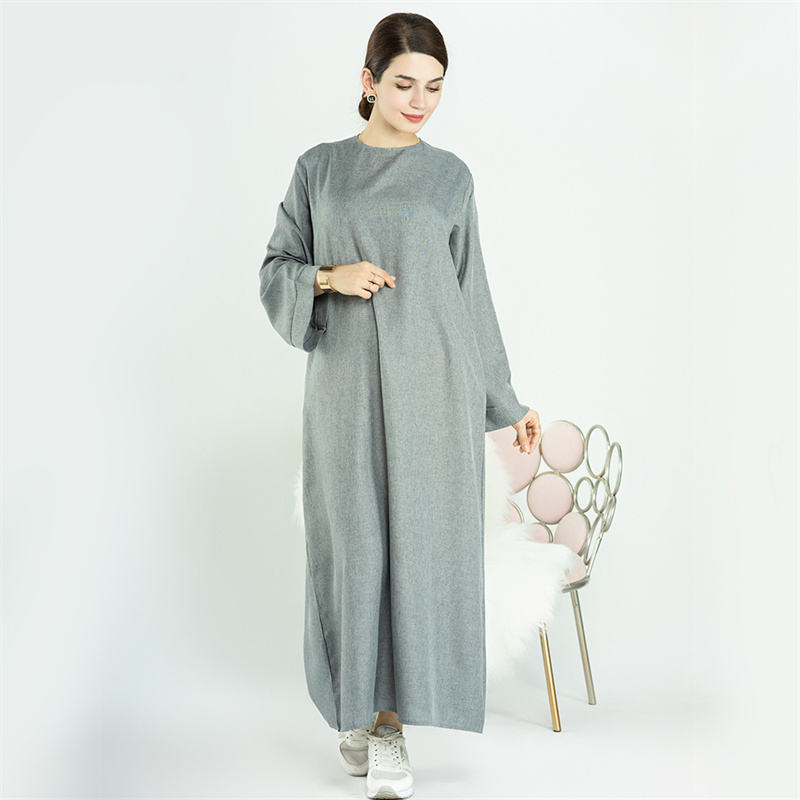 Turkish Linen Maxi Abaya Dress with Pockets Turkish Linen Maxi Abaya Dress with Pockets