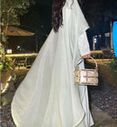 Luxury Sparkly Satin Cape Shawl Evening Gown