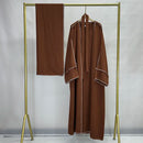 Panda Piping Three Piece Abaya Set