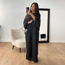 Sparkly Stripe Satin Closed Abaya Dress