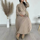 Assymetrical Pleated Collared Jacket & Maxi Skirt Set (2-Piece)