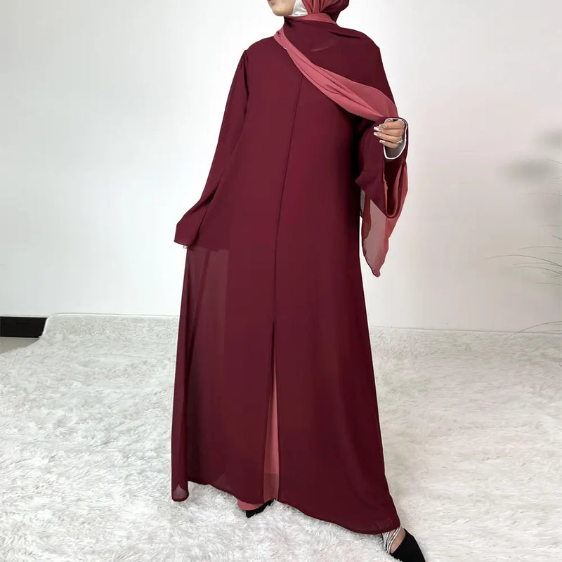 Tala Two-Tone Maxi Abaya Dress (with Matching Hijab)