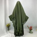 Layered Ruffle Chiffon Maxi Khimar Prayer Dress